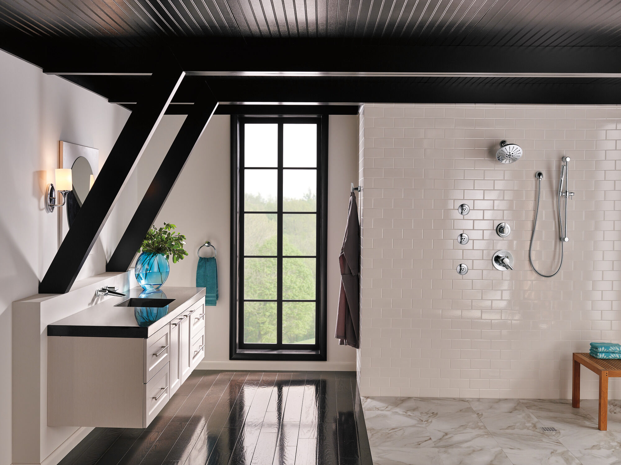 T3561LF-SSWL Смеситель для ванной на стене с двумя ручками Delta Faucet Compel Нержавеющая сталь  - Вид №1