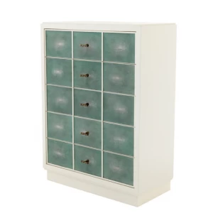 Комод в прихожую высокий с 5 ящиками слоновая кость с зелеными фасадами Brunel от Eicholtz EICHHOLTZ ДИЗАЙНЕРСКИЕ, EICHOLTZ 060903 Белый;зеленый