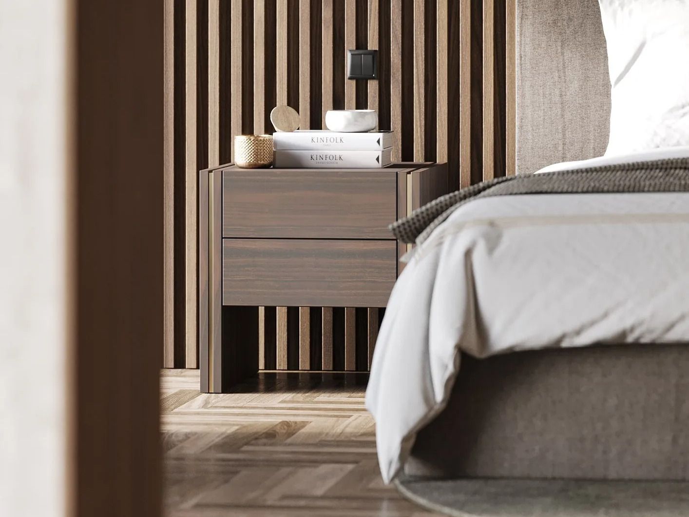 Деревянная прямоугольная тумбочка с ящиками Laskasas Not Another Edition ARCH-00015758