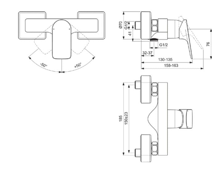 Смеситель для душа с 2 отверстиями Ideal Standard Ceralife C ARCH-00053886 - Вид №2