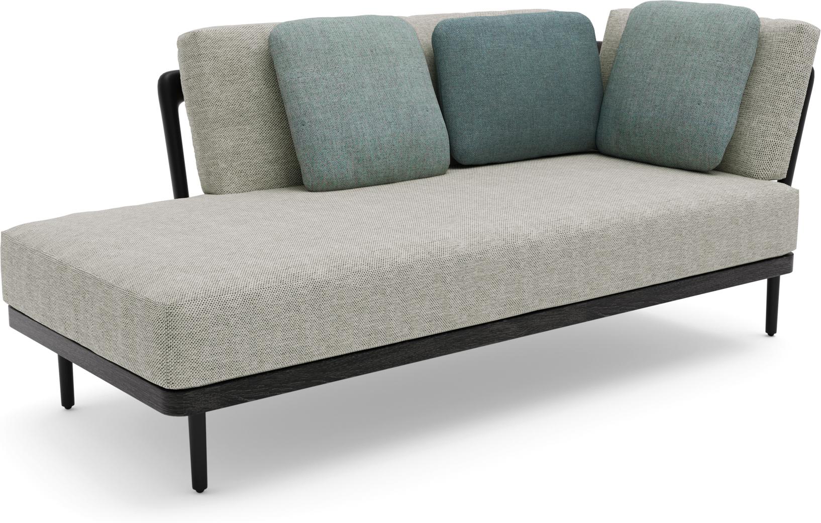 Двустороннее сиденье в левом углу лава teak nero Manutti Flex MNST521