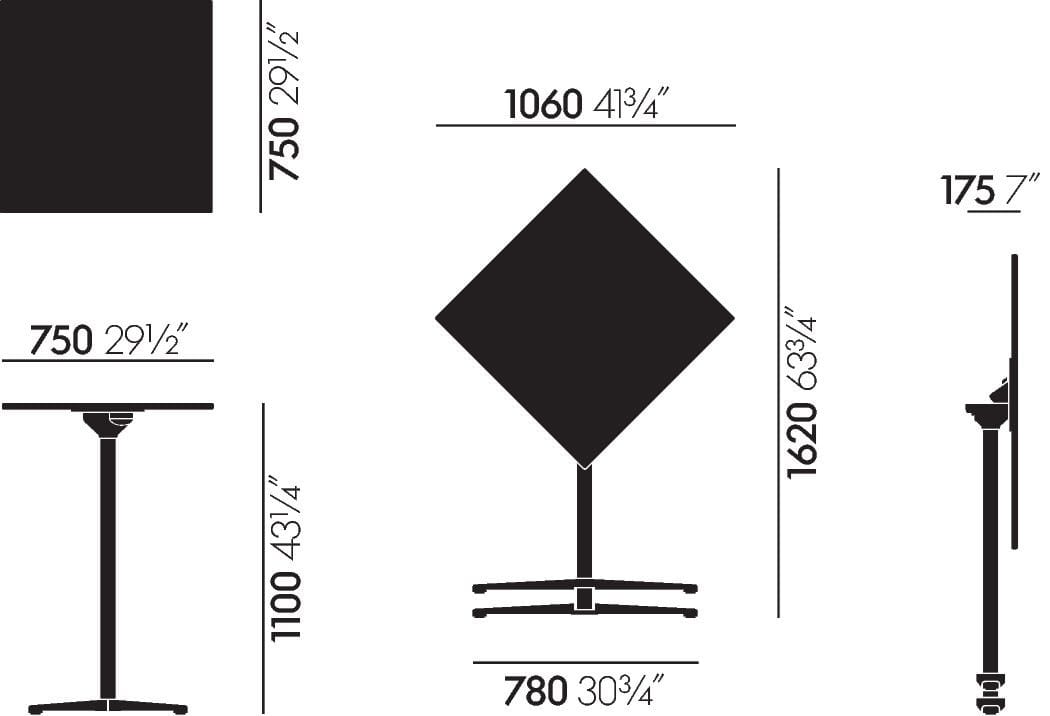 Высокий квадратный стол с меламиновой столешницей VITRA Super Fold Table ARCH-00029813 - Вид №4