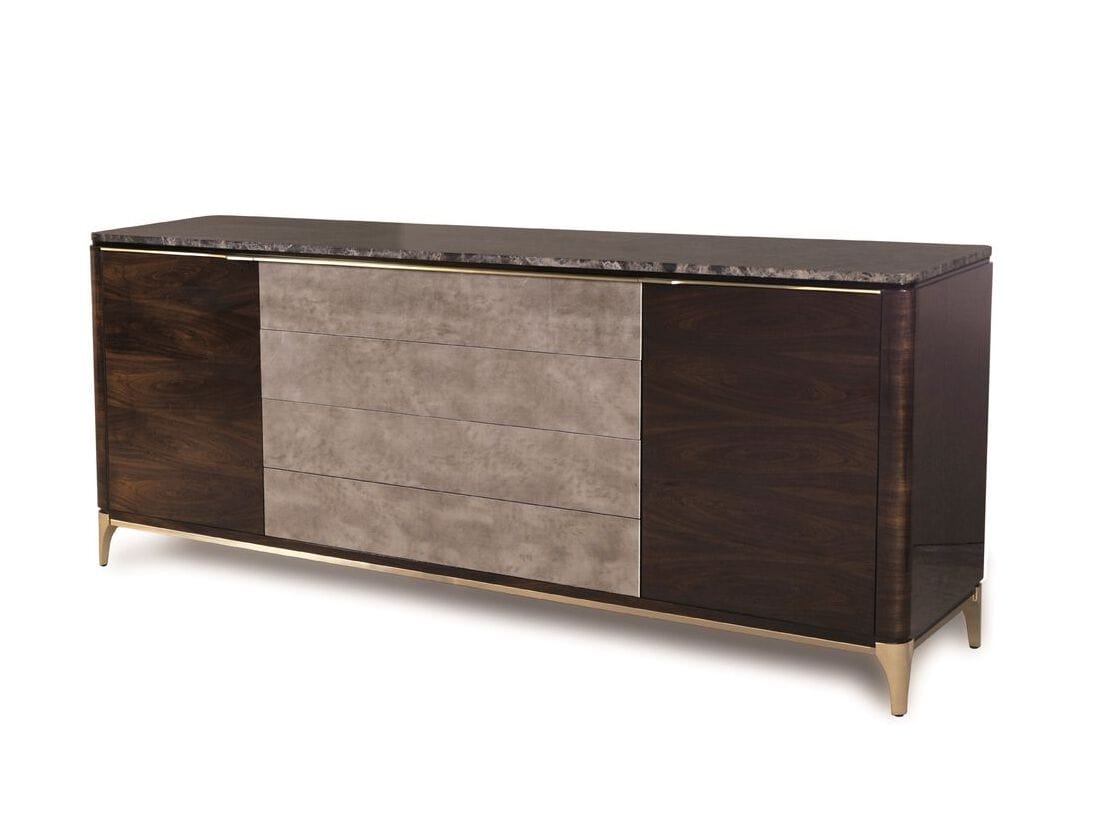 Мебель из дерева и кожи с дверцами, ящиками и мраморной столешницей Hurtado Evolution ARCH-00134693