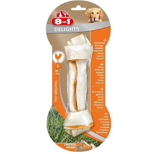 Т0043075 Лакомство для собак DELIGHTS L Косточка для крупных пород 21см 8 in 1 8 in 1 Pets 