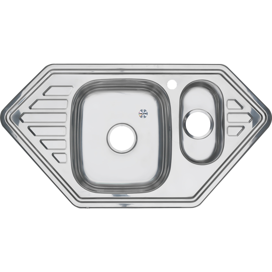 Мойка 9550C MELANA 0,8/180 1,5-я чаша врезная угловая с сифоном (222 С t *7) 222 C t (*7) - Вид №1