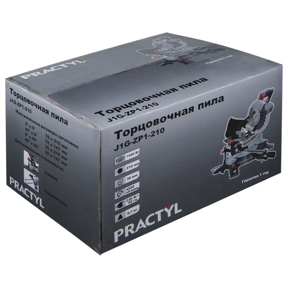 Пила торцовочная Practyl J1G‐ZP1‐210, 210х30 мм, 1500 Вт STLM-2205186 - Вид №3