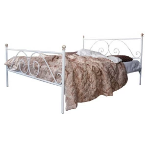 Кованая двуспальная кровать 180х200 с двумя спинками белая "Анталия" FRANCESCO ROSSI АНТАЛИЯ 134683 Белый
