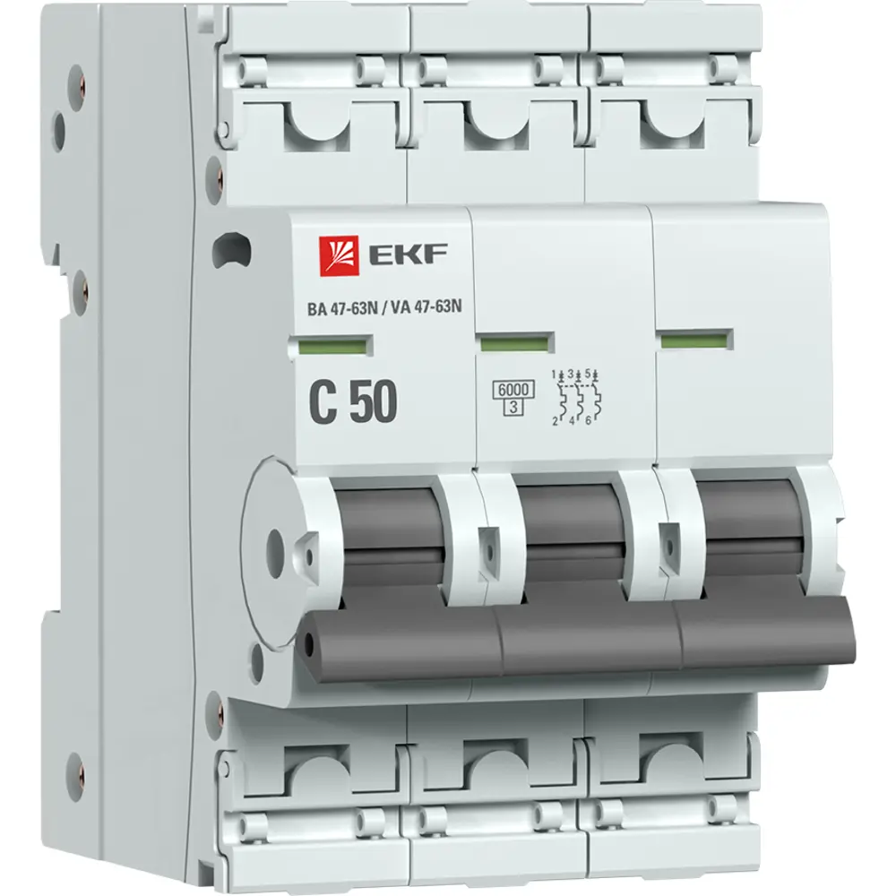 Автоматический выключатель EKF Proxima ВА47-63 3P N C50 А 6 кА STLM-2065953