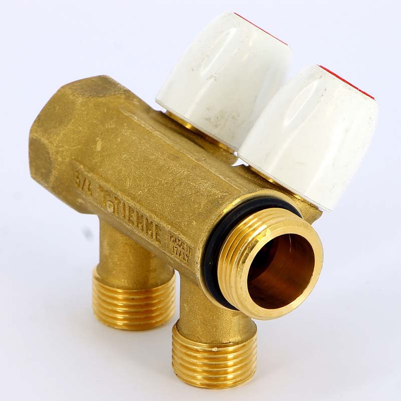 Коллектор НВ 3/4" с вентилями с утолщенными стенками TIEMME 2 выхода 1/2"Н 36мм 1860036 - Вид №3