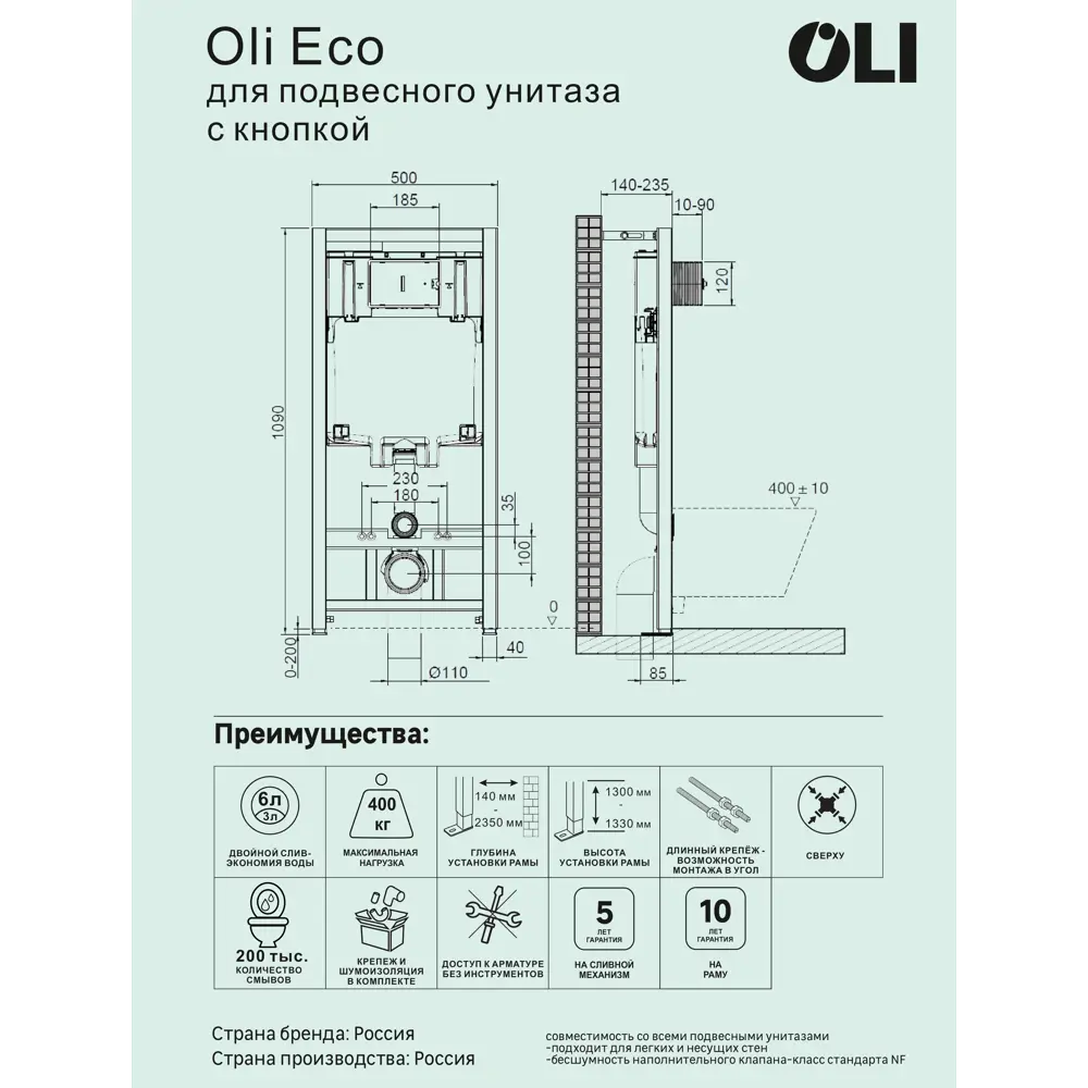Комплект инсталляции Oli 80 Eco с унитазом тип ободка открытый Glory STLM-2173657 - Вид №3