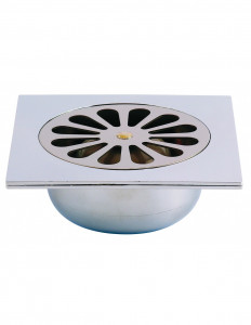 462300 000 00  Сливной трап для душевой кабины, ромбовидная решетка Д. 107 мм, слив вертикальный, хром Valentin Хром