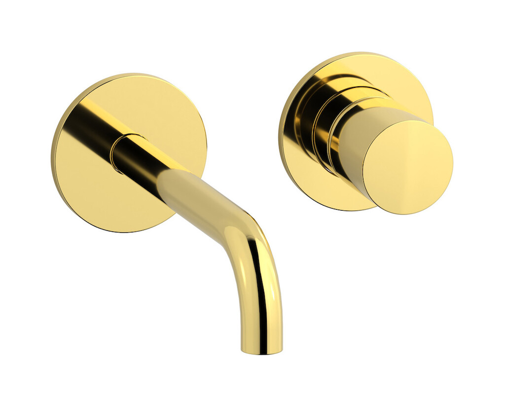 Встроенный в стену смеситель для раковины на 2 отверстия в комплекте с донным клапаном WE ARE IB rr406oo Gold Brera