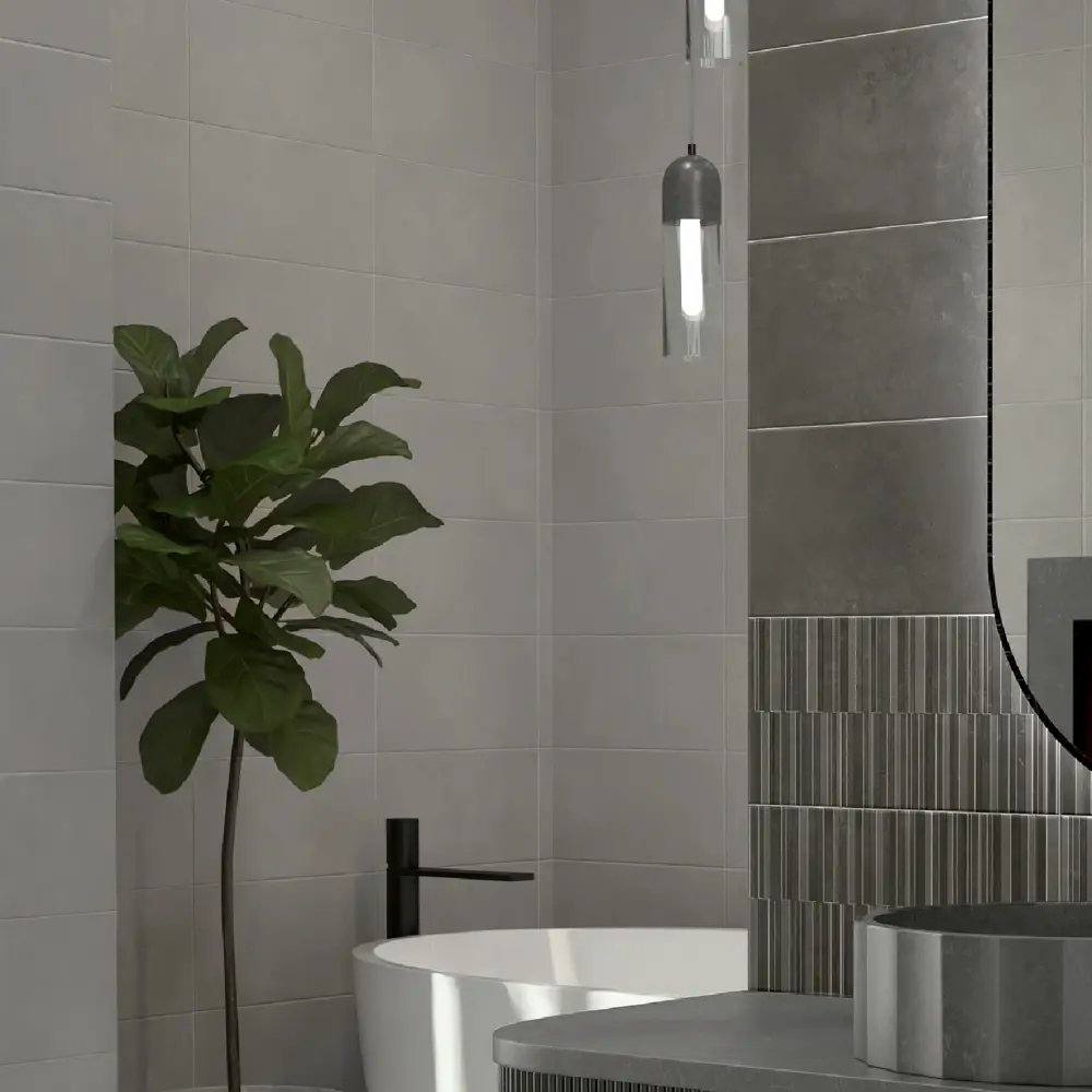 Плитка настенная Mersey Concrete A0554H24102 20x40 см 1.6 м² матовая цвет графит Santreyd STLM-2164069