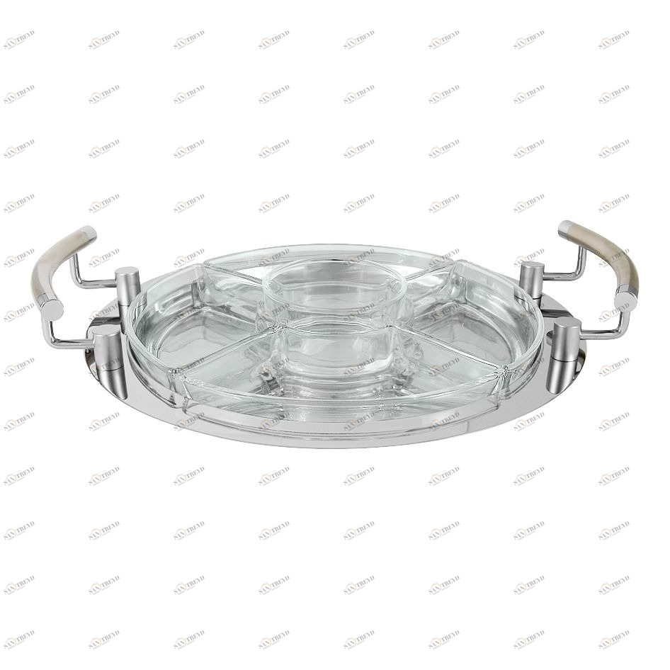 Поднос серебристый с менажницей, 5 секций "Перле" REGENT ПЕРЛЕ 00-3946602 Хром 