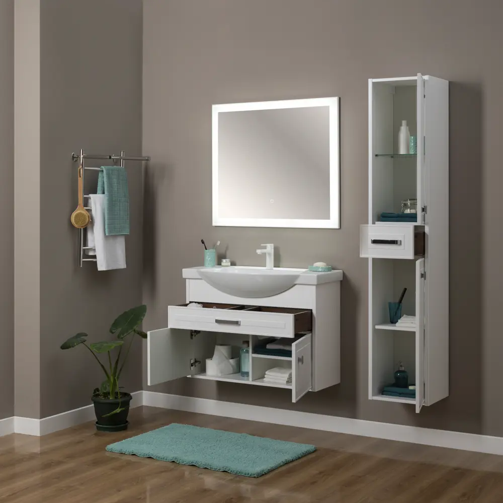 Зеркало «Монро» с подсветкой 95x80 см цвет белый матовый Santreyd STLM-2202412 - Вид №4