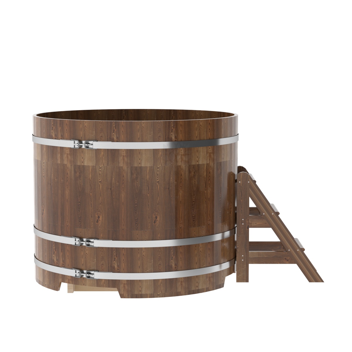 1524 Купель круглая из сращенных ламелей лиственницы d=1,50х1,2 морёная Alyarus  - Вид №2