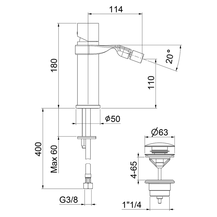 NB840102741 Смеситель для биде Webert One-B  - Вид №1