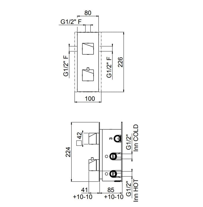 Встраиваемый термостатический смеситель для душа с пластиной CARIMALI D-SIDE ARCH-00111618 - Вид №2