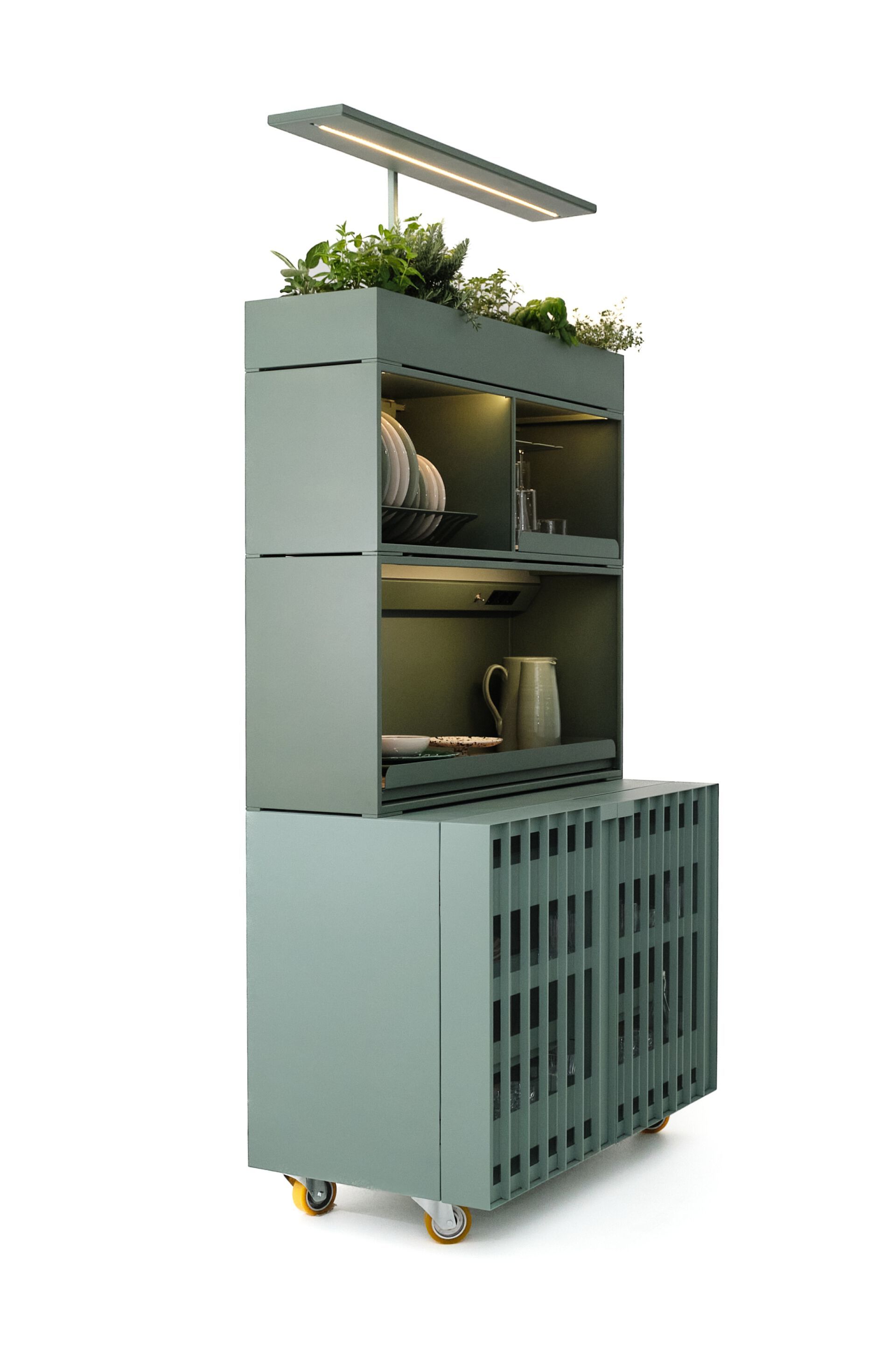 Модульный шкаф из окрашенной стали и оливкового дерева Officine Tamborrino MEMÈ ARCH-00114854 - Вид №5