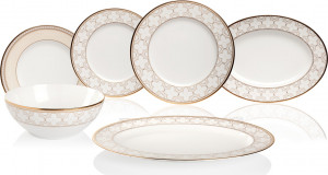 10647524 Noritake Сервиз столовый Noritake "Трефолио,золотой кант" 6/21 Фарфор костяной