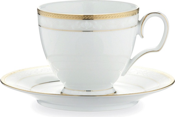 10665335 Noritake Набор из 6 чашек чайных с блюдцами Noritake "Хэмпшир, золотой кант" 250мл Фарфор 