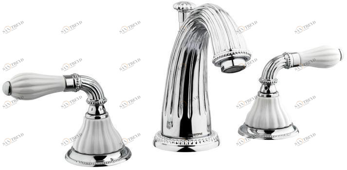 Bronces Mestre Смеситель для мойки с 3 отверстиями с глянцевой отделкой Artica with porcelain 233501.0000.50