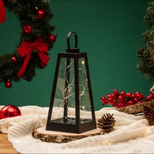 89380288 Электрогирлянда - фигура Фонарь с росой для дома 20 ламп 24 см черный STLM-1340925