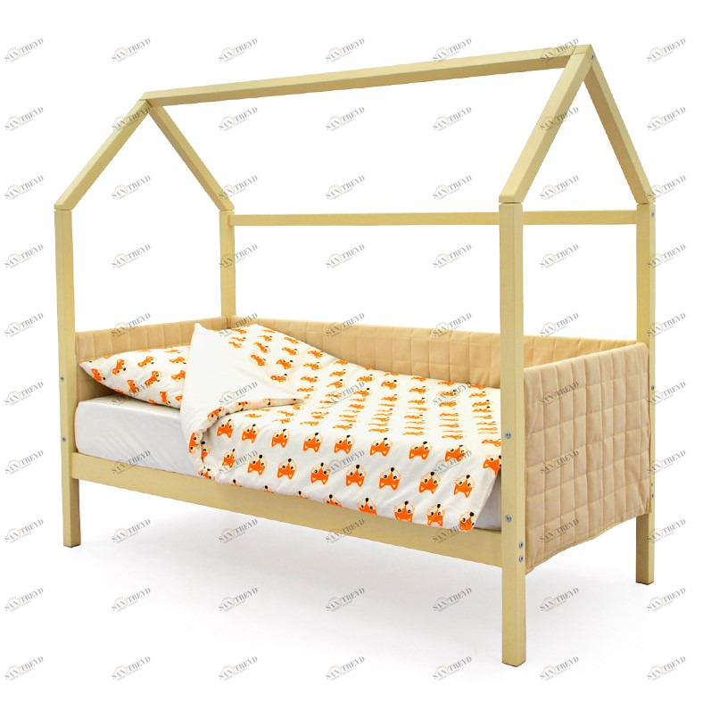 Детская кровать-домик мягкая бежевая Svogen БЕЛЬМАРКО  00-3873177 Бежевый Santreyd 