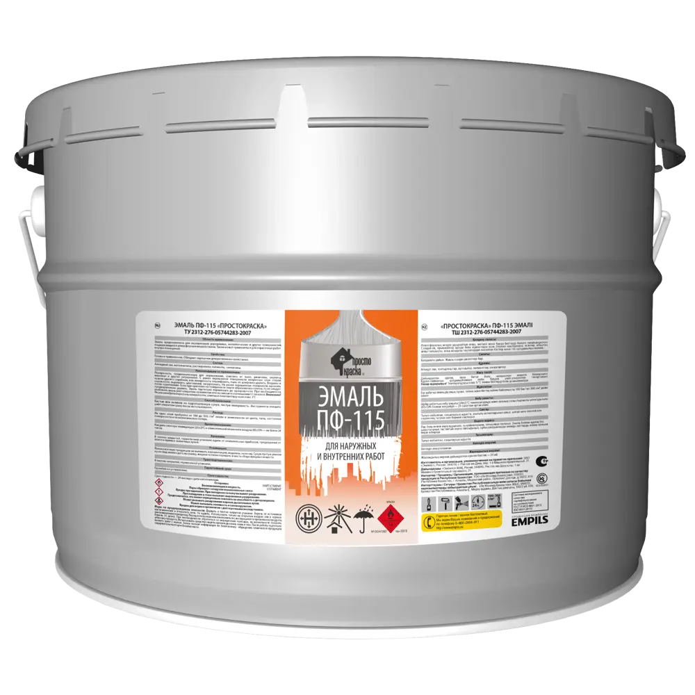 Эмаль Простокраска ПФ-115 полуматовая цвет черный 10 кг STLM-2016821 - Вид №1