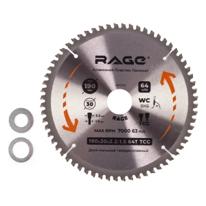 Диск пильный RAGE для алюминия и цветных металлов T64 190мм 89432645