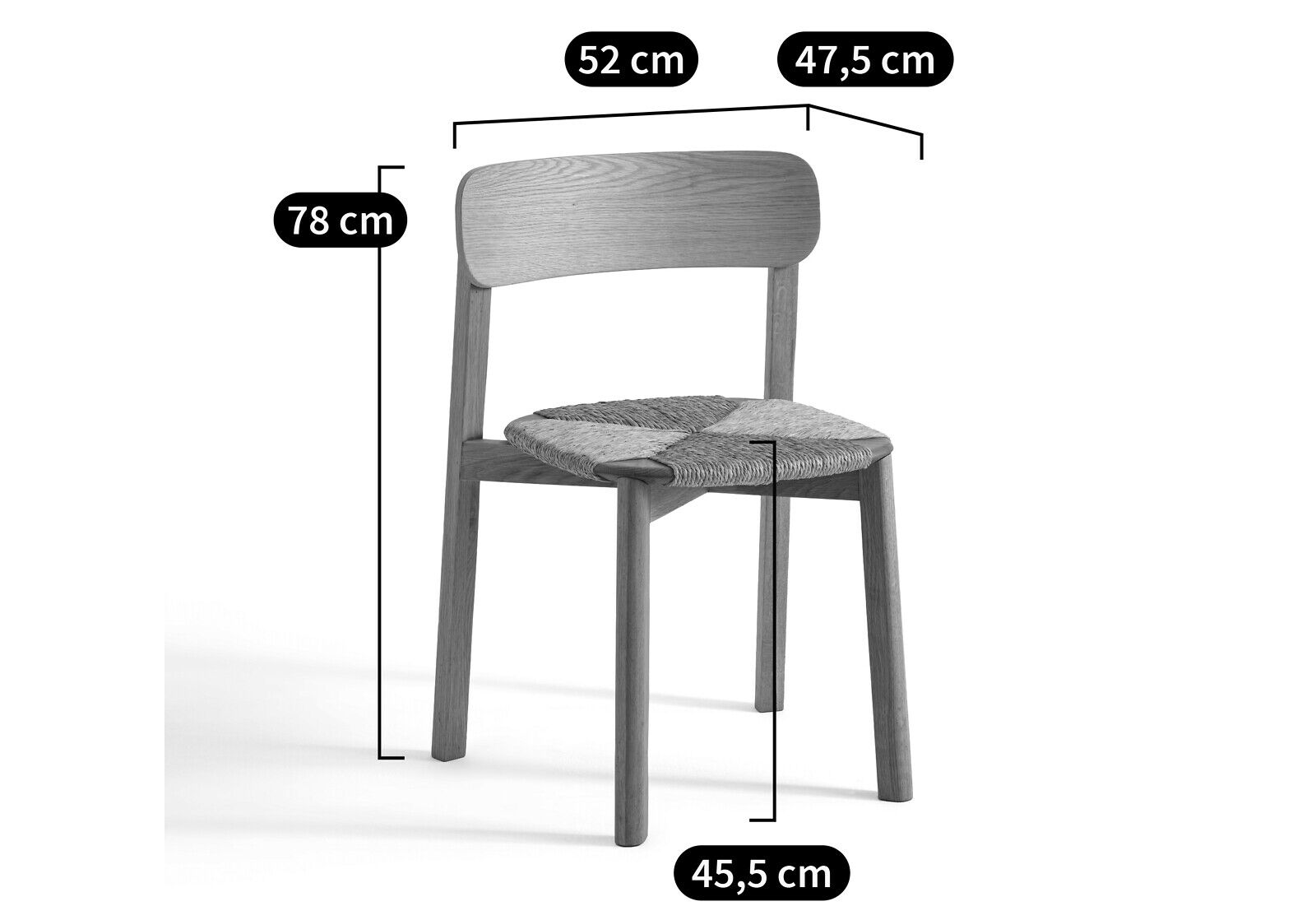 Штабелируемый стул из дуба и соломы AMPM Batignolles ARCH-00070794 - Вид №3