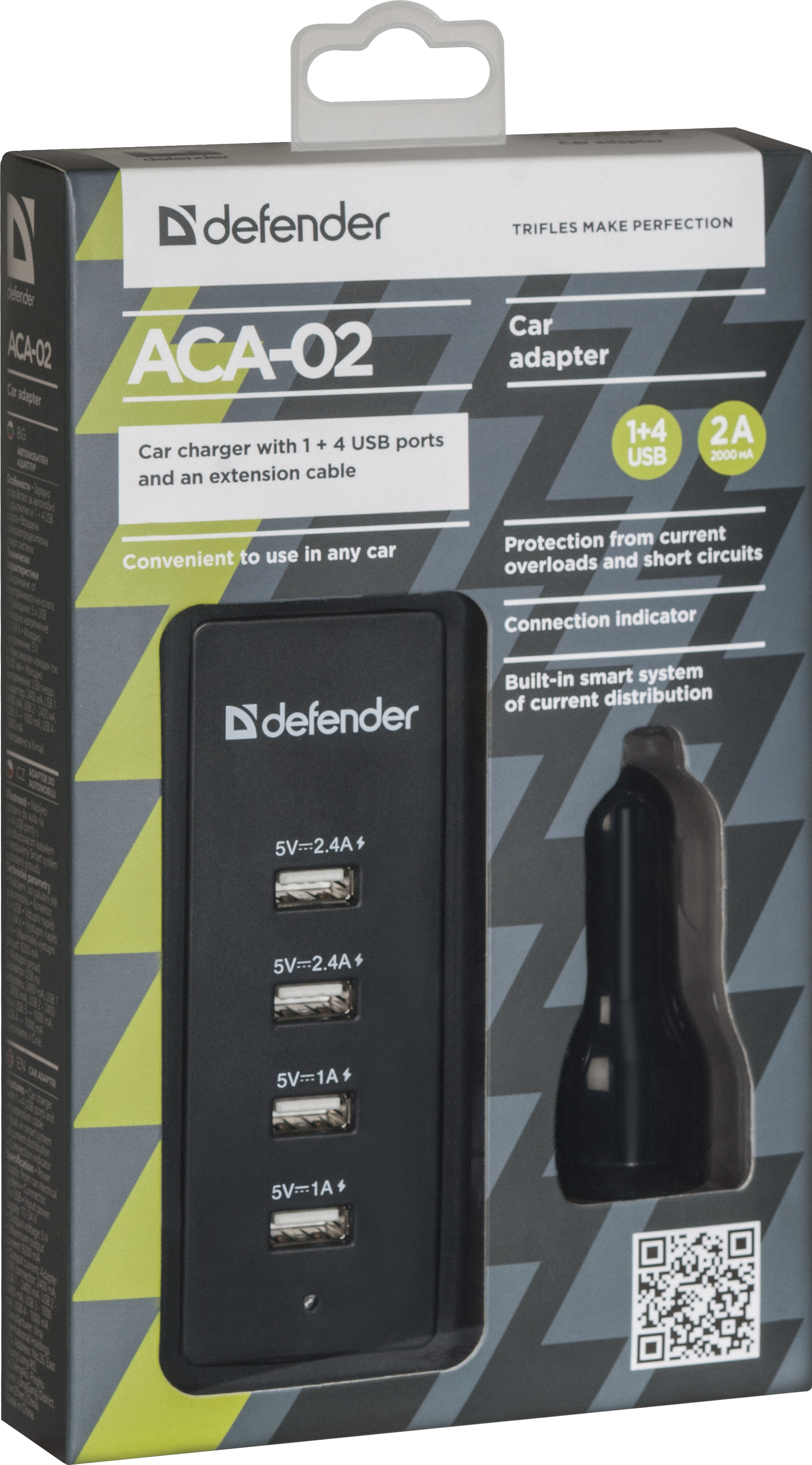 83568 автомобильный адаптер aca-02 5 портов usb, 5v / 9.2a Defender Santreyd  - Вид №3