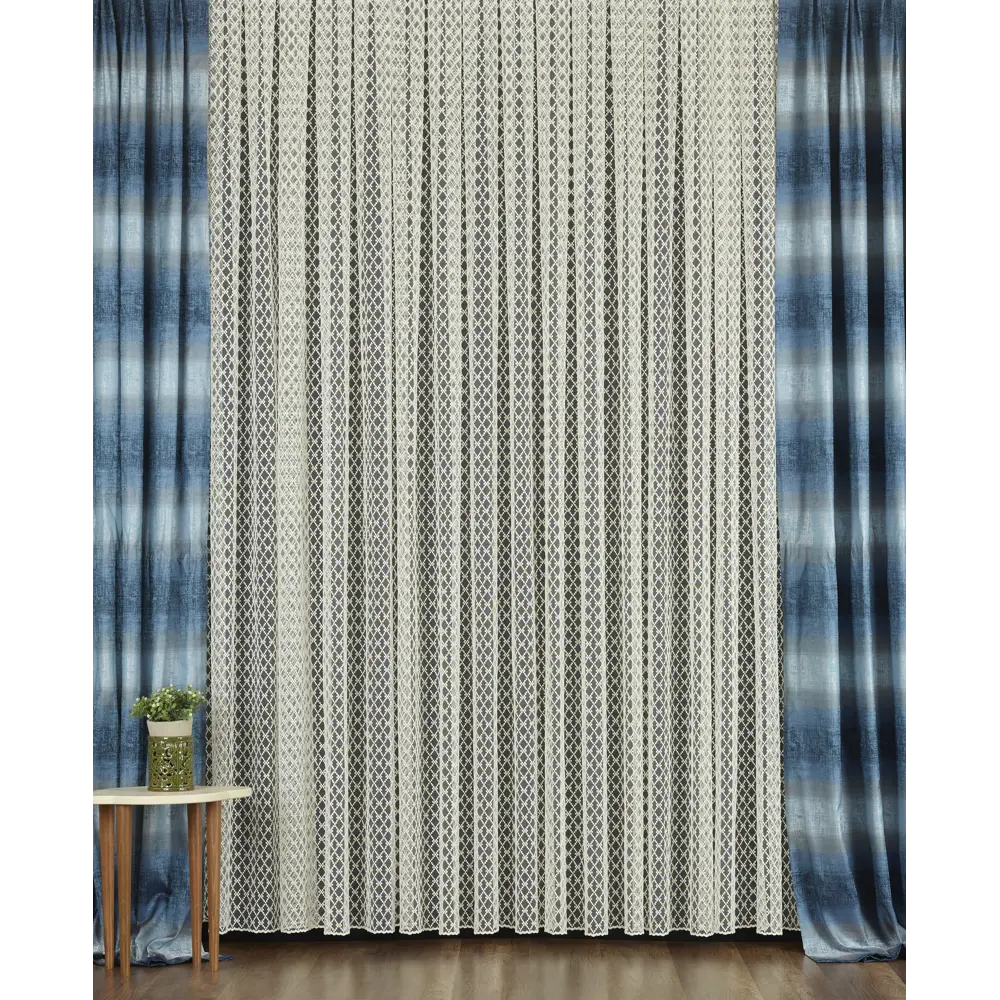 Тюль с вышивкой «Ромбики» сетка 290 см цвет кремовый ELIT HOME STLM-2082706 - Вид №4