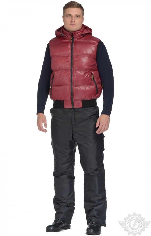 61197 Жилет "Комфорт" зимний бордо  Зимняя спецодежда  размер 44-46/170-176  - Вид №13
