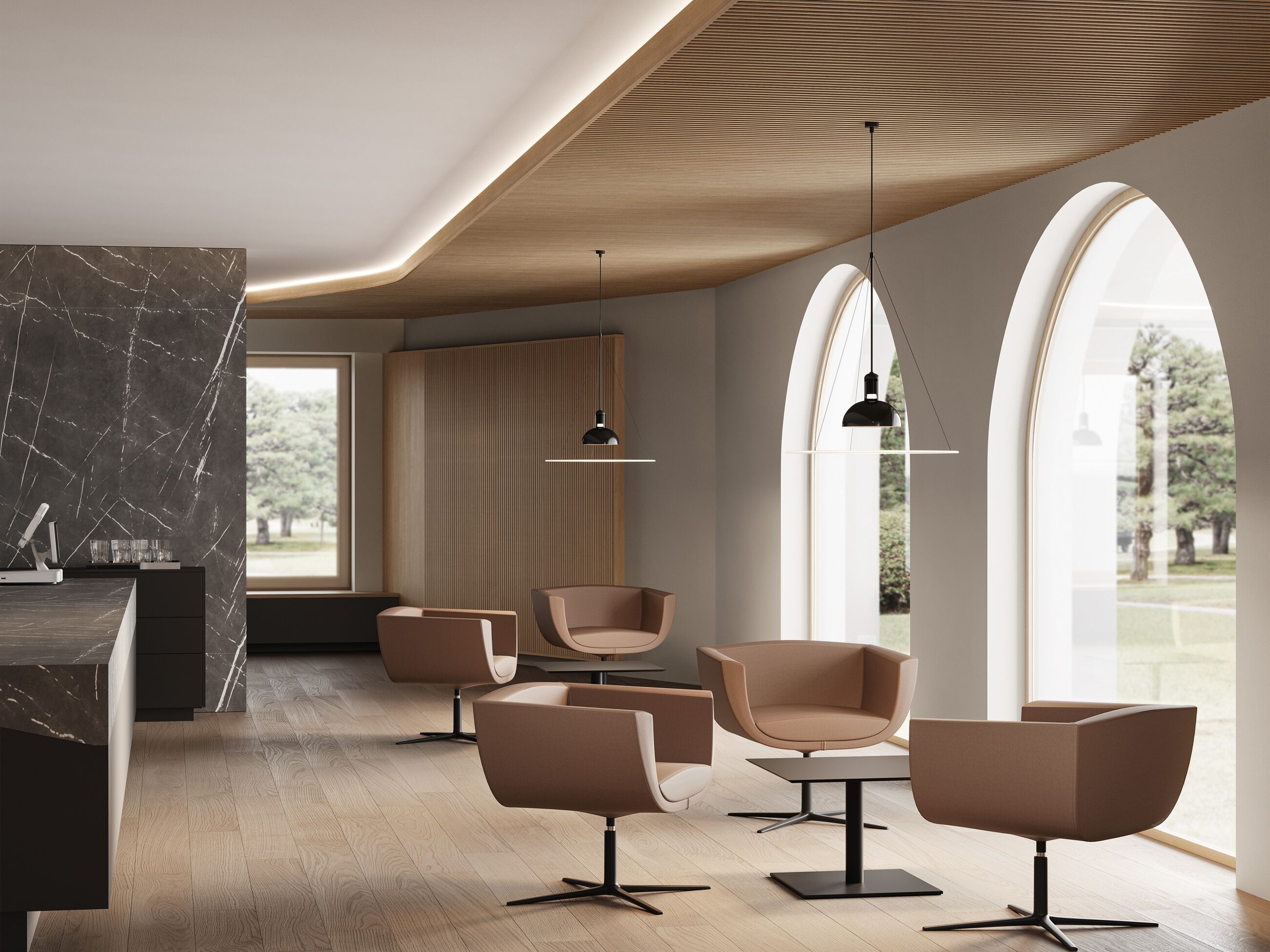 Кожаный спиц поворотный стул Kastel Koppa ARCH-00011224 - Вид №2