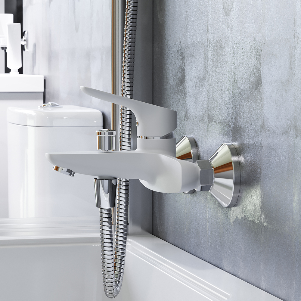 771000200 смеситель для ванны/душа белый Damixa Origin Bit  - Вид №1