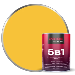 ЛАКРА Грунт-эмаль 5в1 против ржавчины, желтая, 0.8 л 89410854