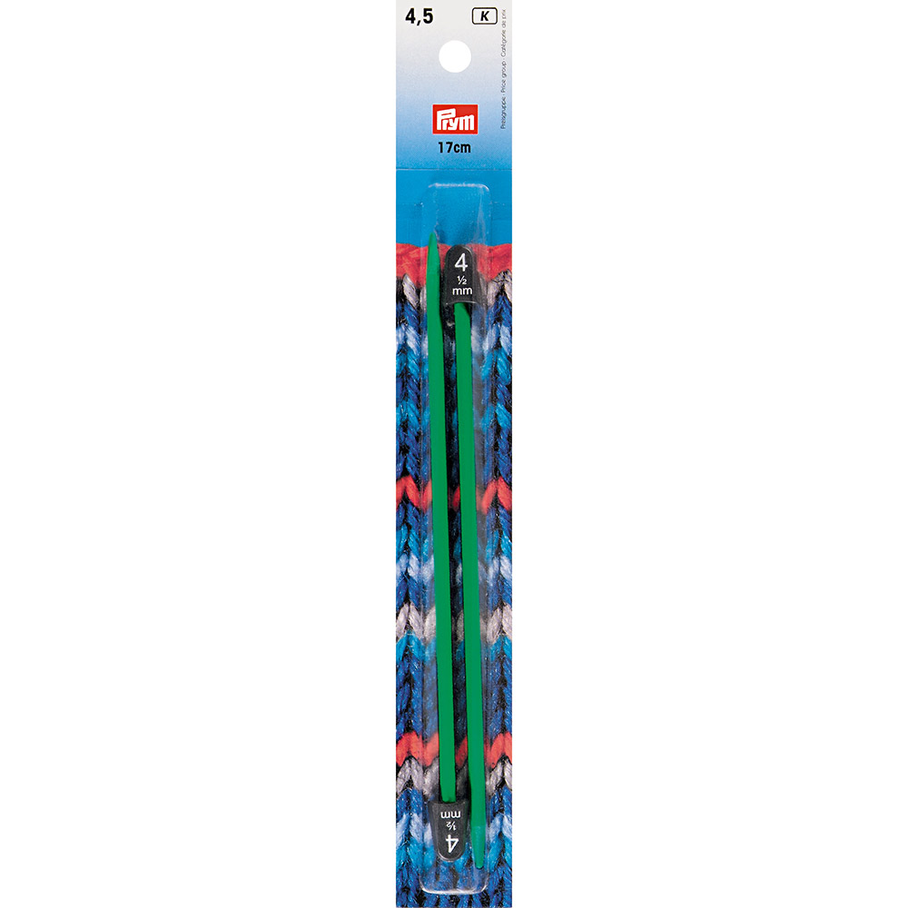 218403 Спицы PRYM прямые пластик d 4.5 мм 17 см зеленые PRYM 