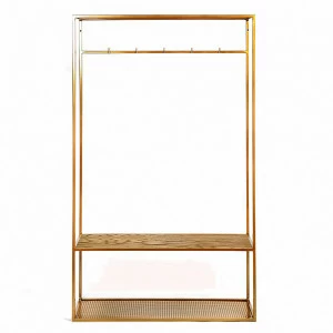 Вешалка в прихожую с полкой золото, темный дуб Hallra gold INTELLIGENT DESIGN ВЕШАЛКИ HALLRA 261045 Золото;коричневый