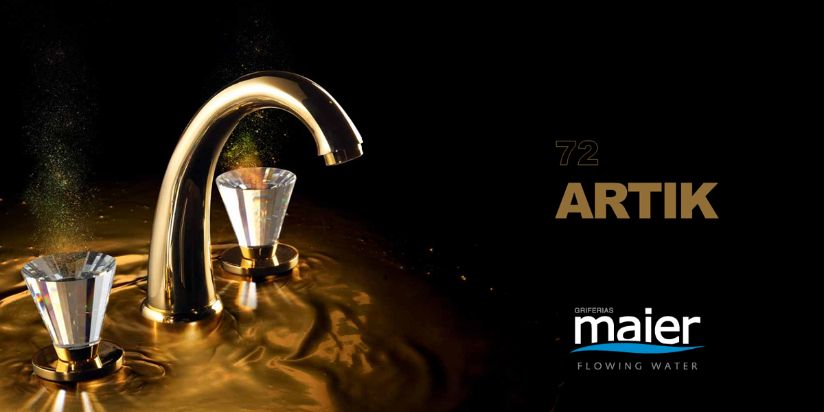 Смеситель на 3 отверстия для раковины с клапаном клик-клак 72.075 MG MAIER ARTIK 72075MG - Вид №1