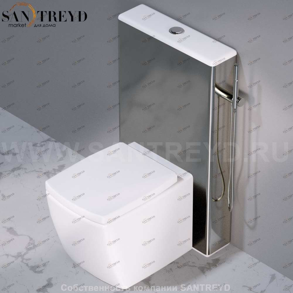 C304251 Компакт унитаз с бачком Хромированный A. e T. Italia WALL Италия AeT ITALIA