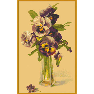150х240кл Схема для вышивания цв. А3 ДК-253 "Анютины глазки в вазе" Santreyd 