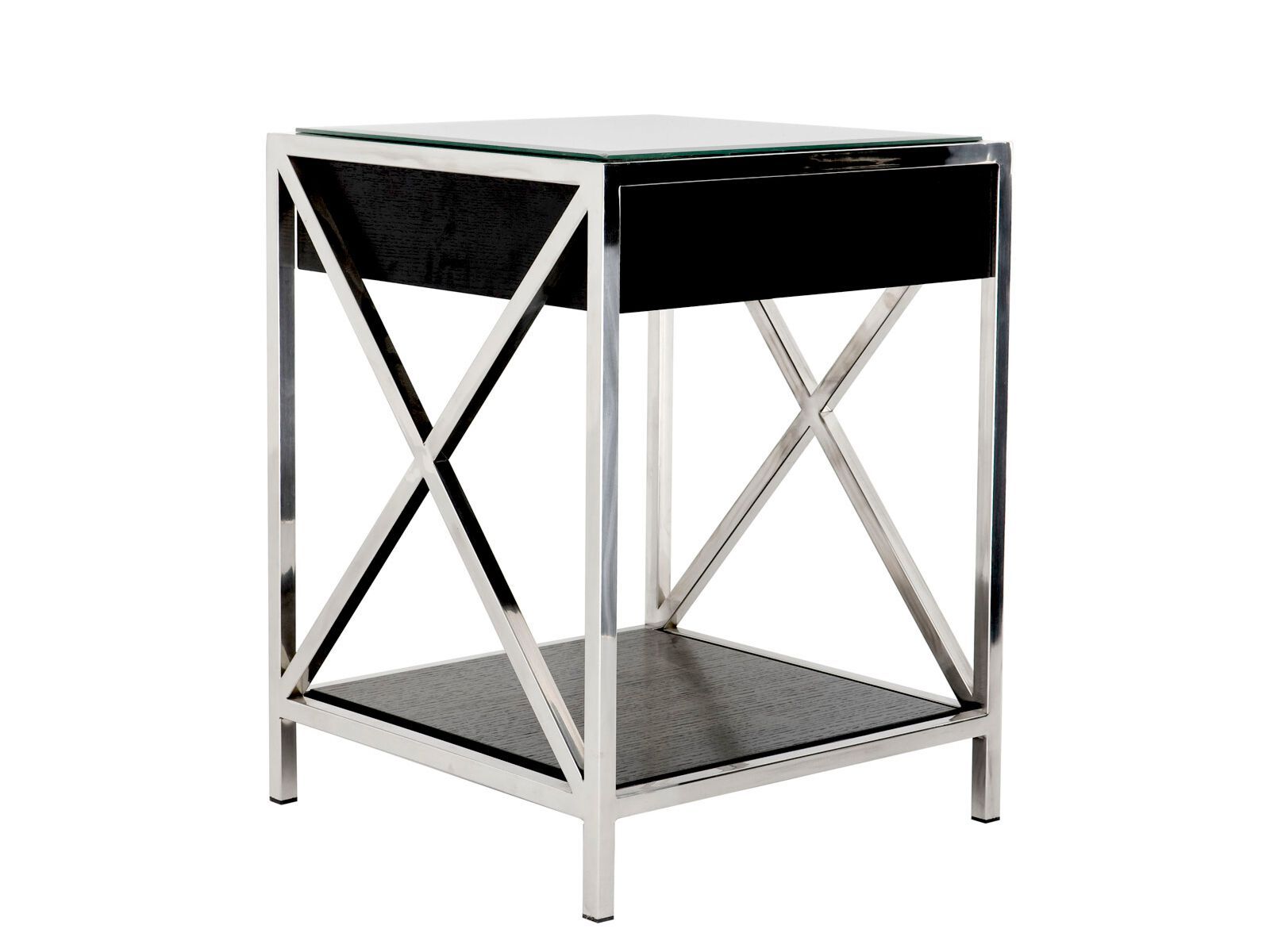 Прикроватная тумбочка из нержавеющей стали и дерева с ящиком Eichholtz Беверли-Хиллз ARCH-00141546