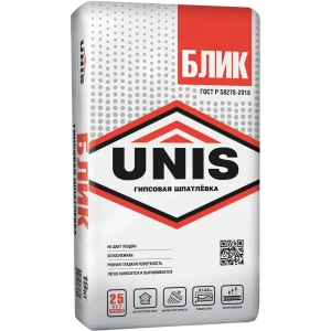 Шпаклёвка гипсовая универсальная Unis Блик 18 кг
