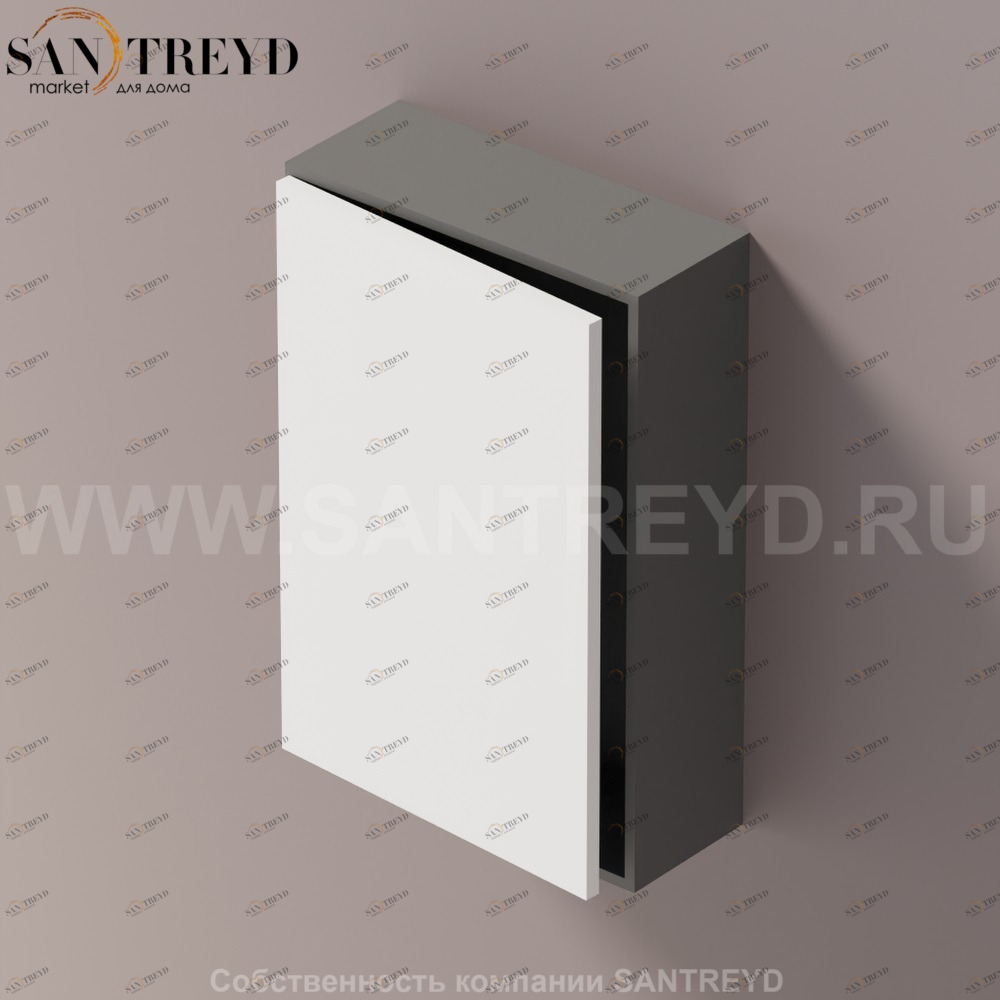 LIFT Модульный шкаф 60 см с левой дверью на доводчиках. Модули могут располагаться горизонтально и вертикально. Отделка: темно-серая краска и белая краска. AMOB051LZLGSX Agape