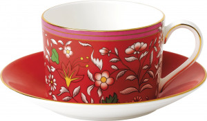 10671652 Wedgwood Чашка чайная с блюдцем Wedgwood Вандерласт Малина 150мл Фарфор костяной