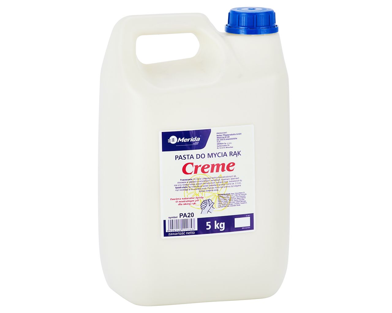 PA20 Паста для мытья рук CREME, канистра 5 кг Merida 