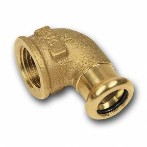 180901834 SANHA 8090G пресс-фитинг, бронза, угловой переход ВПр-ВР 18x3/4 мм