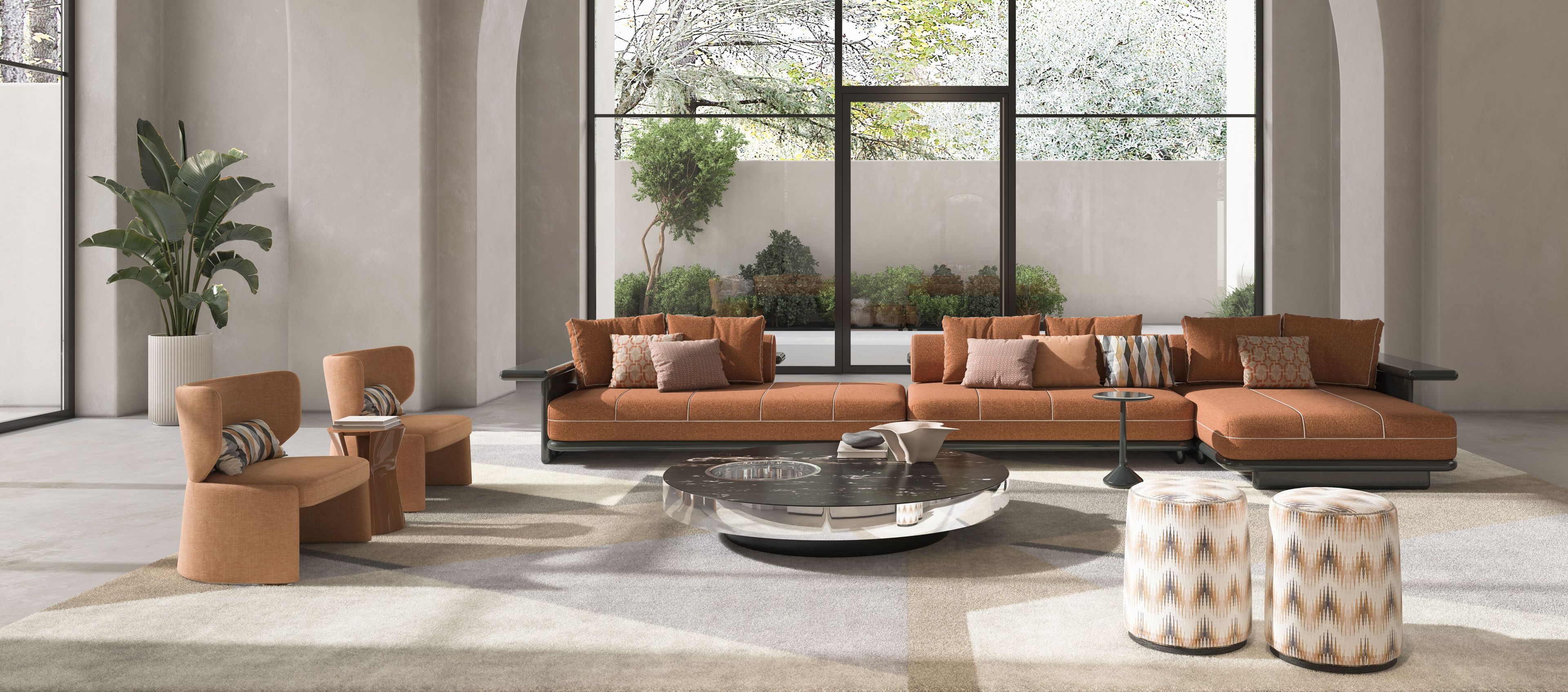 Модульный диван из ткани и кожи CPRN HOMOOD Shapes ARCH-00124000 - Вид №1