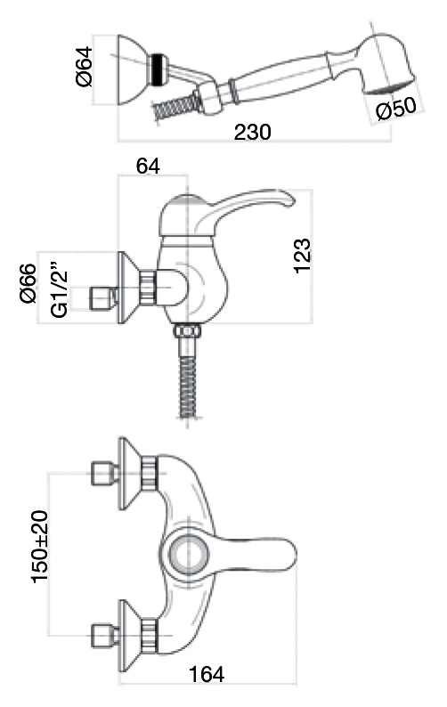 AU870101065 Смеситель для душа Armony , бронза Webert Aurora - Вид №1
